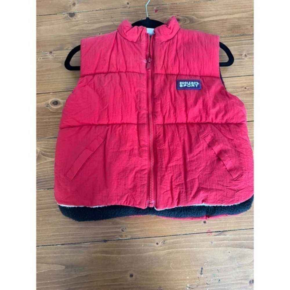 Bugle‎ Boy Sport  Red Puffer Vest Fleece Lined Vintage Style Large L